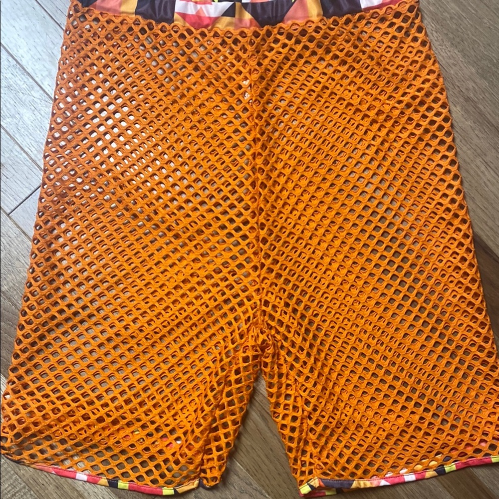 Vibrant Orange Mesh Shorts